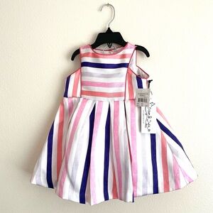 Pippa & Julie, Striped Pink and Purple Toddler Girls Party Dress, Size 18 mos.